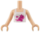 LEGO FTGpb002c01 Torso Mini Doll Girl White Halter Top with Dark Pink and Magenta Circles and Stars Pattern,  Arms with Hands - Main Product Image