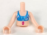 LEGO FTGpb046c01 Torso Mini Doll Girl Blue Bikini Top With Whistle Pattern,  Arms with Hands - Main Product Image
