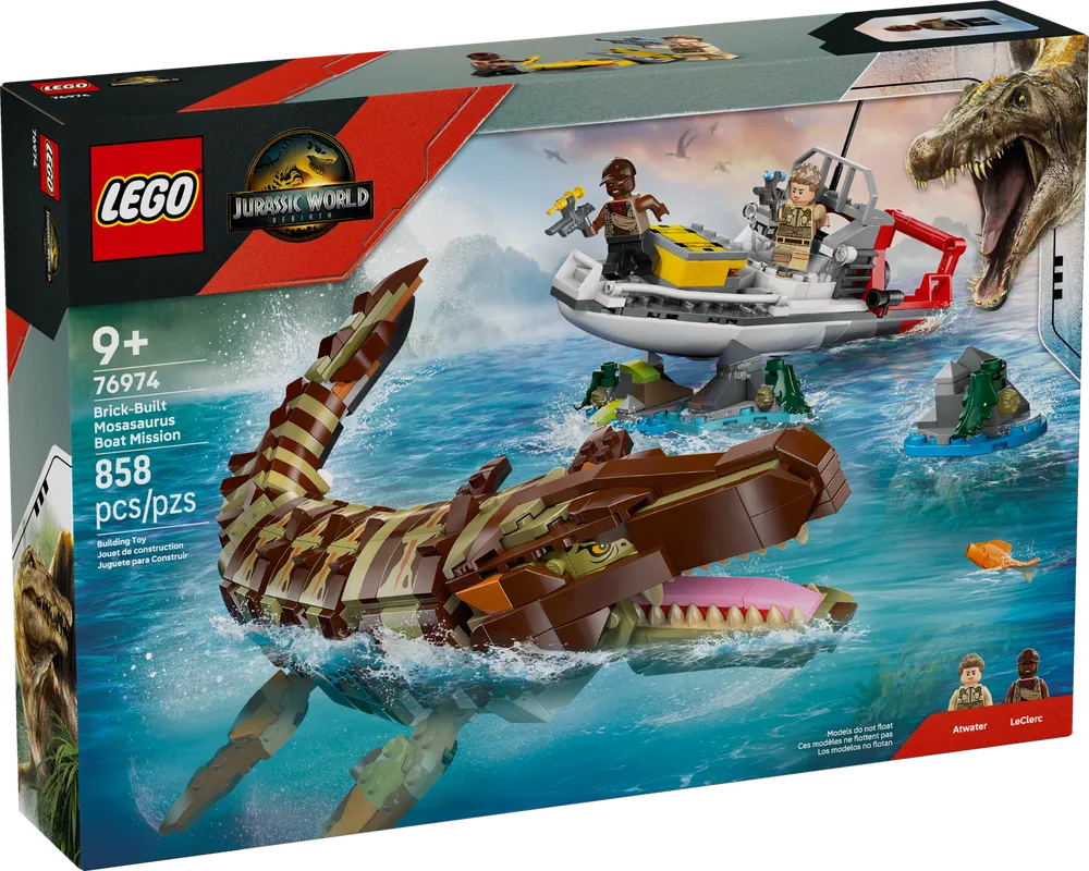 LEGO Jurassic World 76974 - Brick-Built Mosasaurus Boat Mission - Authentic LEGO Set Main Image