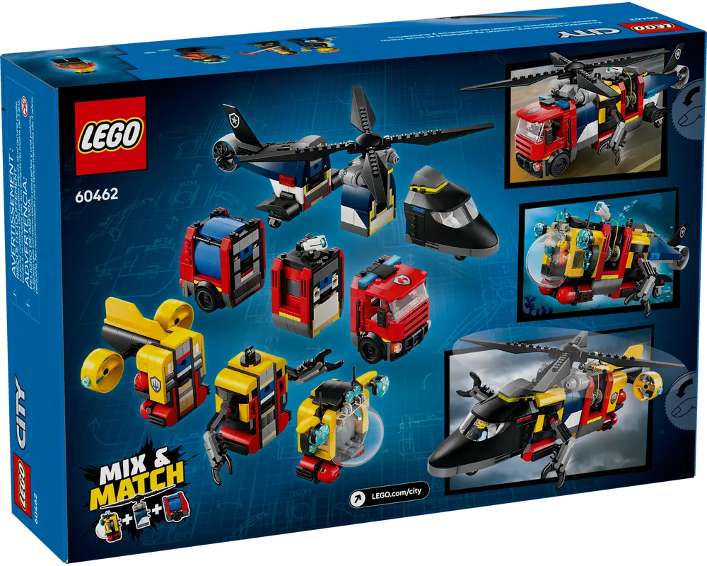 LEGO City 60462 - Helicopter, Fire Truck & Submarine Remix - Authentic LEGO Set Image 3