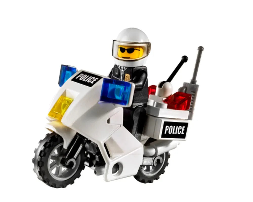 =LEGO City 7235 - Police Motorcycle - Black/Green Sticker Version - Authentic LEGO Set Image 2