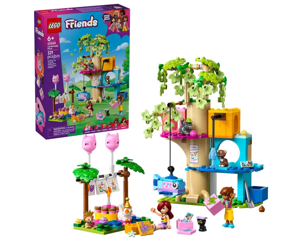 LEGO Friends 42666 - Cat Birthday Party & Tree House - Authentic LEGO Set Main Image