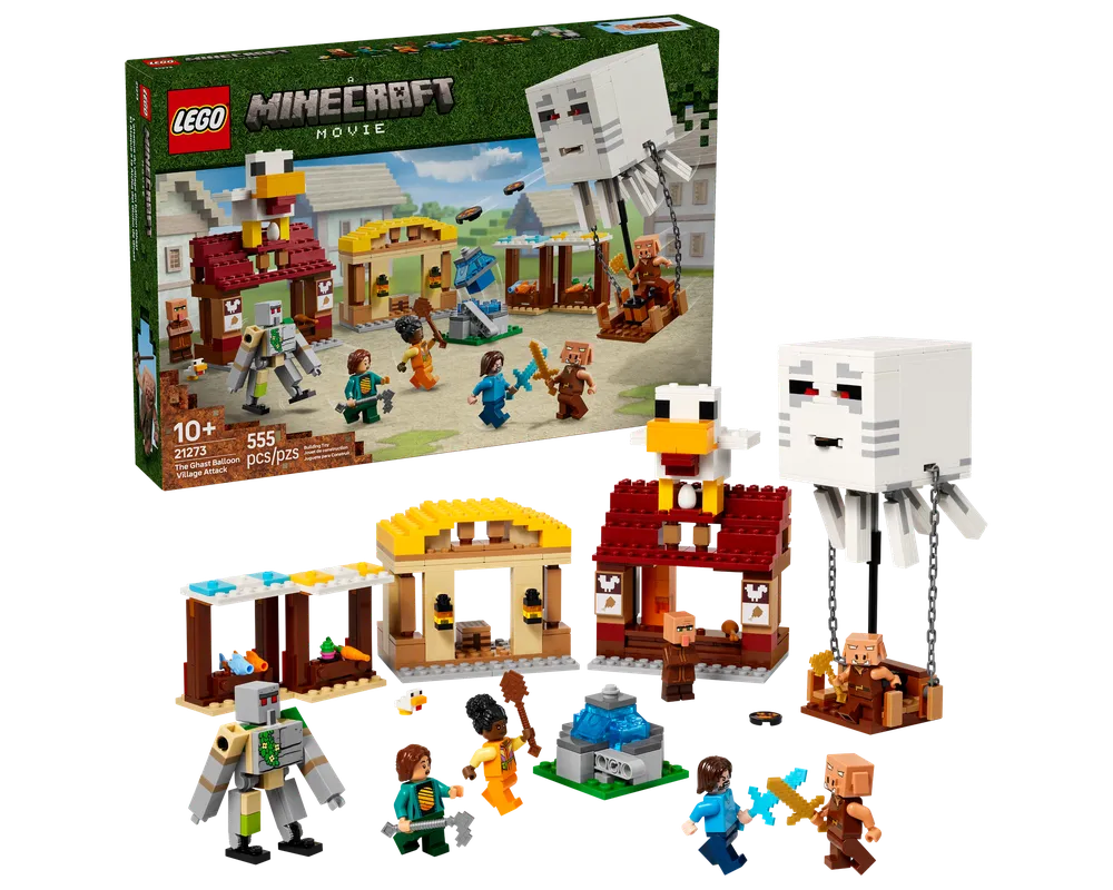 LEGO Minecraft 21273 - The Ghast Balloon Village Attack - Authentic LEGO Set Main Image