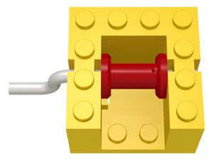 LEGO bb0067 String Reel Winch 4 x 4 x 2 with Metal Handle (Red Drum) in Yellow - Authentic LEGO Part