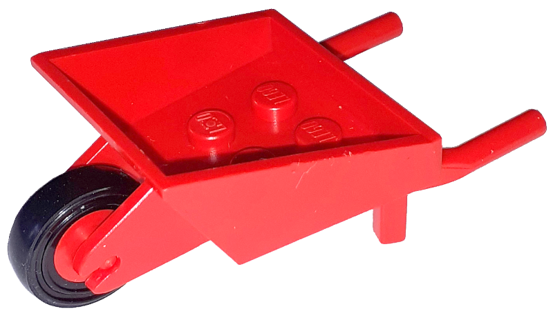 LEGO bb1310c01 Fabuland Utensil Wheelbarrow with  Pulley Wheel with Black Tire 14mm D. x 4mm Smooth Small Single (bb1310 / 3464c01) - Main Product Image