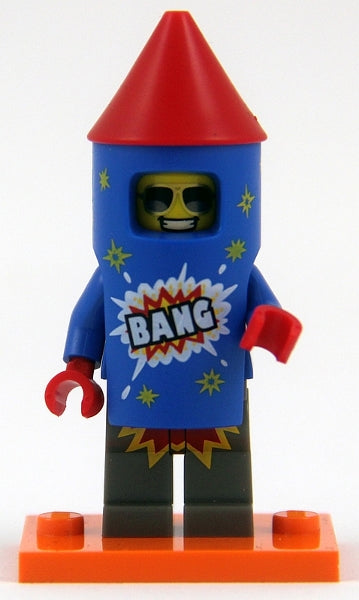 LEGO Collectible Minifigures col18-5 - col18 Firework Guy, Series 18 (Complete Set with Stand and Accessories) - Authentic LEGO Set Main Image