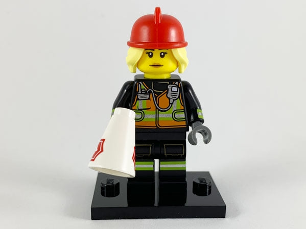 LEGO Collectible Minifigures col19-8 - col19 Fire Fighter, Series 19 (Complete Set with Stand and Accessories) - Authentic LEGO Set Main Image