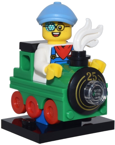 LEGO Collectible Minifigures col25-10 - col25 Train Kid, Series 25 (Complete Set with Stand and Accessories) - Authentic LEGO Set Main Image