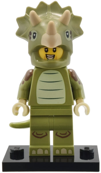 LEGO Collectible Minifigures col25-8 - col25 Triceratops Costume Fan, Series 25 (Complete Set with Stand and Accessories) - Authentic LEGO Set Main Image