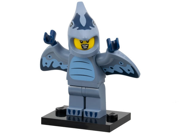 LEGO Collectible Minifigures col27-6 - col27 Pterodactyl Costume Fan, Series 27 (Complete Set with Stand and Accessories) - Authentic LEGO Set Main Image