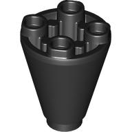 Black inverted LEGO cone 2x2x2 with studs inside.