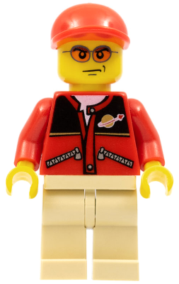 LEGO Minifigure cty0129a - Red Jacket with Zipper Pockets and Classic Space Logo, Tan Legs, Red Short Bill Cap - Authentic LEGO Minifigure Main Image