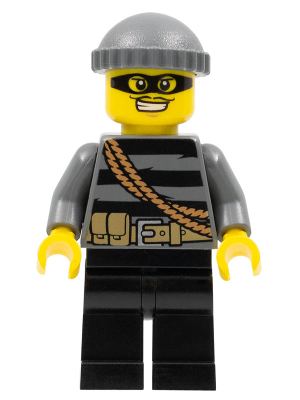 LEGO Minifigure cty0358 - Police - City Burglar, Dark Bluish Gray Knit Cap, Mask - Authentic LEGO Minifigure Main Image