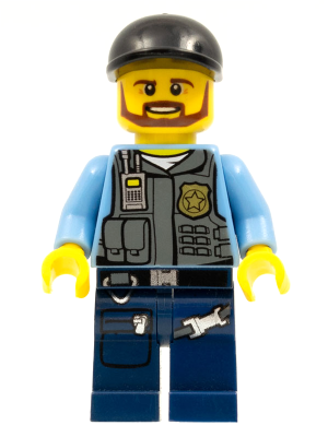LEGO Minifigure cty0360 - Police - LEGO City Undercover Elite Police Officer 1 - Brown Beard - Authentic LEGO Minifigure Main Image