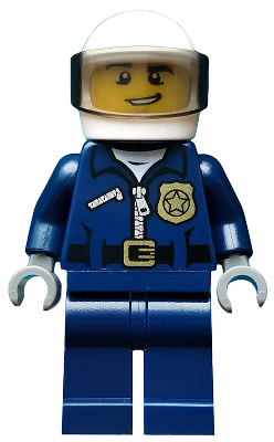 LEGO Minifigure cty0484 - Police - City Motorcycle Officer, Lopsided Grin - Authentic LEGO Minifigure Main Image