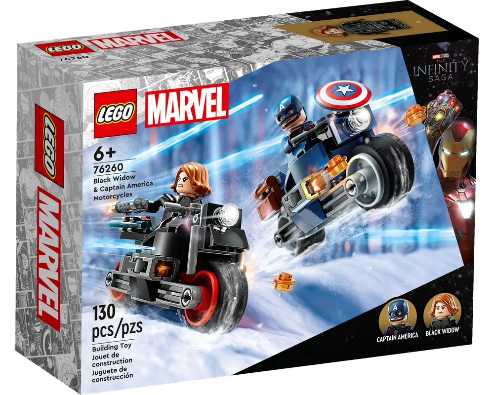 =LEGO Super Heroes 76260 - Black Widow & Captain America Motorcycles - Authentic LEGO Set Main Image