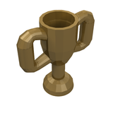 LEGO 10172 Minifigure Utensil Trophy Cup Small, a bronze-colored, low-polygon trophy with two handles and a round base.