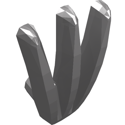 Dark gray LEGO minifigure weapon: a three-pronged, spread bladed claw with faceted surfaces.