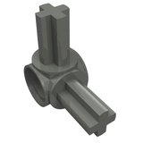 Dark grey LEGO Technic Axle and Pin Connector Hub with two perpendicular axles and a pin hole.