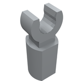 Grey LEGO 11090 Bar Holder with Clip, a plastic brick with a U-shaped clip on top of a square base.