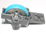 LEGO 11125c01 dark gray 2x8 Flywheel Plate with metal flywheel and dark azure tire, for Chima Speedorz Rip Cord.