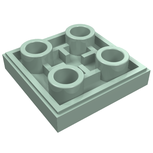 Light grey LEGO 11203 Tile, Modified 2 x 2 Inverted, showing four circular anti-studs on top.