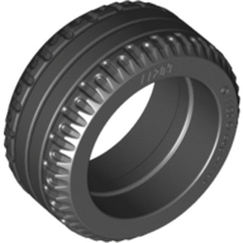Dark grey LEGO 11209 Tire 21 x 9.9, featuring a ribbed tread pattern and inner textured wall.