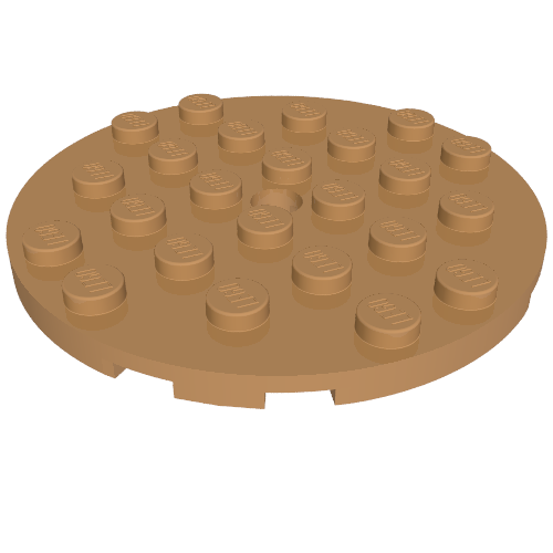 Brown round LEGO plate with 24 studs and a central hole, part number 11213.