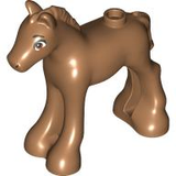 LEGO 11241pb10 Friends style brown baby foal with dark orange eyes, black eyebrows and eyelashes.
