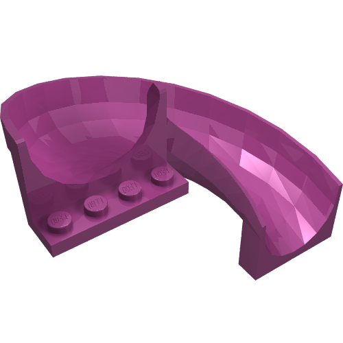 A magenta LEGO 11267 Slide Playground 7 x 12 x 8 1/3 Curved 180 degrees piece, with four studs visible on the base.