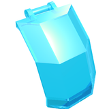 Translucent light blue LEGO 11289 Windscreen 4 x 4 x 4 2/3 with Bar Handle, angled view.