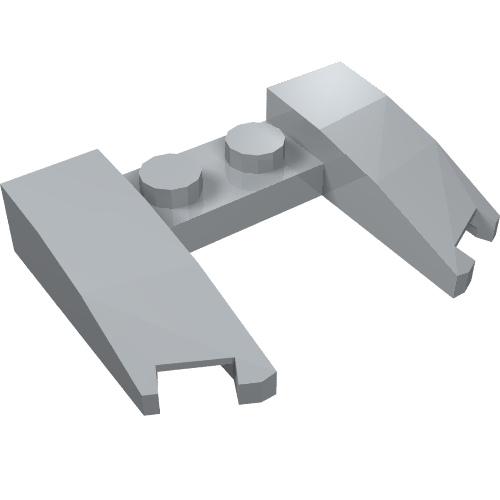 Light gray LEGO 11291 Wedge 3 x 4 x 2/3 Curved with Cutout with two studs on a central connector.
