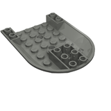Gray LEGO 11295 Aircraft Fuselage Forward Bottom Curved 6 x 8 piece, with studs and structural details on its top surface.