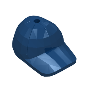 Dark blue LEGO minifigure cap with a short, curved bill, visible seams, and a small hole on top.