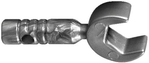 Grey LEGO minifigure open-end wrench tool with a 3-ribbed handle and a small hole near the end.