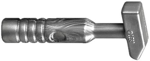 A metallic silver LEGO minifigure cross pein hammer with a textured, 3-rib handle, viewed horizontally.