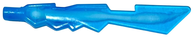 Translucent blue LEGO Minifigure Weapon Sword Blade 11439pb01 with jagged edges and a bar end.