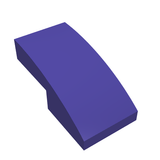 Dark purple LEGO 11477 - Slope, Curved 2 x 1 x 2/3 brick on a white background, viewed from an angle.
