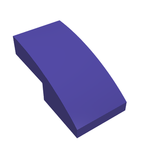 Dark purple LEGO 11477 - Slope, Curved 2 x 1 x 2/3 brick on a white background, viewed from an angle.