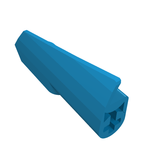 Blue LEGO Technic Panel Fairing #21, Very Small Smooth, Side B, shown at an angle.