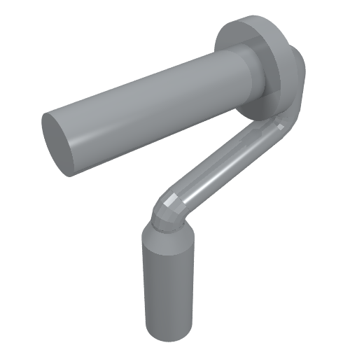 Grey LEGO 12885 Minifigure Utensil Paint Roller Brush Handle, with a long cylinder and a bent arm.