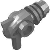 Gray LEGO Minifigure Weapon Space Ray Gun 13608, featuring a tapered front, side studs, a bottom handle, and rounded heat diffusers.