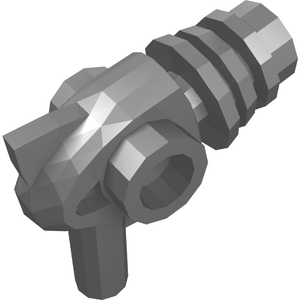 Gray LEGO Minifigure Weapon Space Ray Gun 13608, featuring a tapered front, side studs, a bottom handle, and rounded heat diffusers.