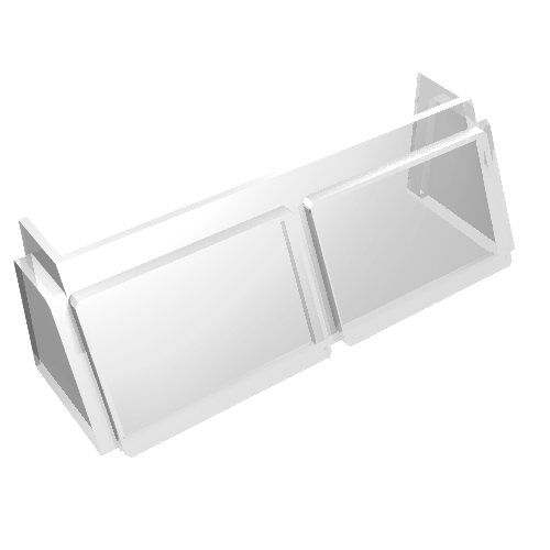 Translucent LEGO 13756 glass windscreen element, 2x6x2, designed for a train model.