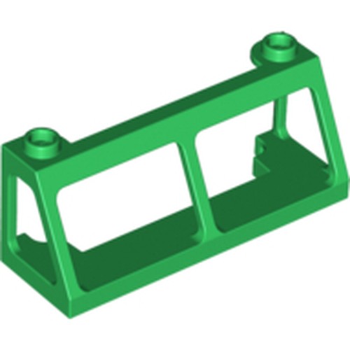 Green LEGO 13760 Windscreen 2 x 6 x 2 Train piece with two studs on top, angled view.