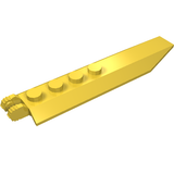 Yellow LEGO 14137 Hinge Plate 1x8 with angled side, squared underside, and four studs.