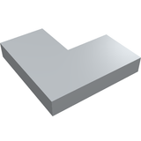 A single light gray LEGO 14719 Tile 2 x 2 Corner shown at an angle on a white background.