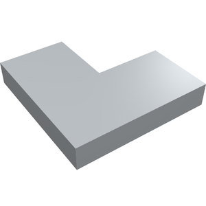 A single light gray LEGO 14719 Tile 2 x 2 Corner shown at an angle on a white background.