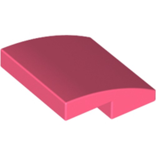 Dark pink LEGO Slope, Curved 2 x 2 x 2/3 part 15068 on a white background.