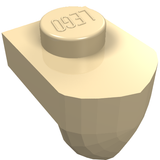 Light tan LEGO 15070 Modified 1x1 Plate with Vertical Tooth, displaying the LEGO logo on the stud.